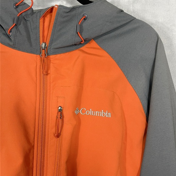 Columbia Mens Jacket L Windbreaker Orange Grey Full Zip Outdoor Hiking Gorpcore - Picture 3 of 10
